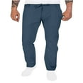 thumbnail image 1 of Pantalones de lino para hombre, largos, con cordón, bolsillos, cinturón elástico, rectos, lisos, para hombre, 1 of 5