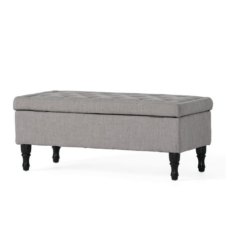 Noble House Chatham Rectangular Fabric Lift Top Storage Ottoman, Gray