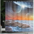 thumbnail image 4 of Ambesonne Universe Shower Curtain, Planet Landscape View, 69"Wx84"L, Orange Umber Blue, 4 of 5