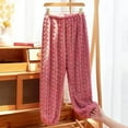 thumbnail image 2 of fheaev Fleece Pajama Pants For Women Elasti Waist Warm Pajama Pj Bottoms Wide Leg Pants Sleeping Loose Plush Sleep Thick Velvet Home Pants With Pockets, 2 of 5