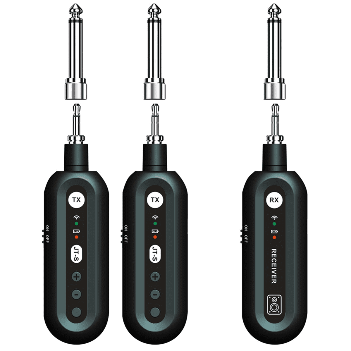 One to Two Electric Guitar Transceiver Wind Instrument 2.4G Wireless Audio System Adjustable Plug and Play,1 * Receiver 2 * Transmitters