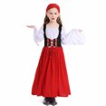 thumbnail image 2 of Fesfesfes Farm Clothing for Girls Size 4-14 Years Beer Festival Long Sleeve Dress Patchwork Color Long Dress Comfortable Bow Tied Clothes, 2 of 9