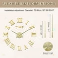 thumbnail image 2 of Uxcell 70-90cm Modern Frameless DIY Wall Clock, Large Mirror Acrylic Roman Numeral, Oversized Vintage Clock with Traceless Hook & Self-Adhesive Installation for Home Decor, Gold, 2 of 7