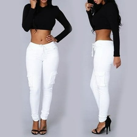 pants trousers pockets drawstring koszal joggers cargo skinny solid casual