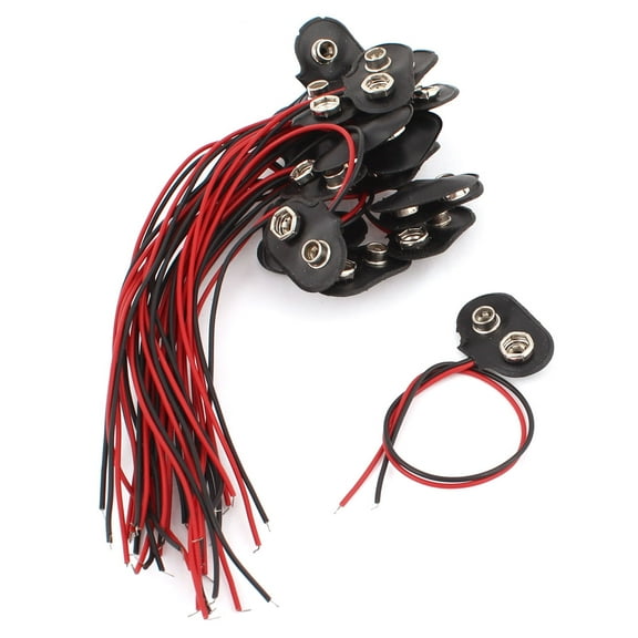 Unique Bargains 20pcs Faux Leather Shell 9V Batteries Clip Connectors Battery Holder Buckle