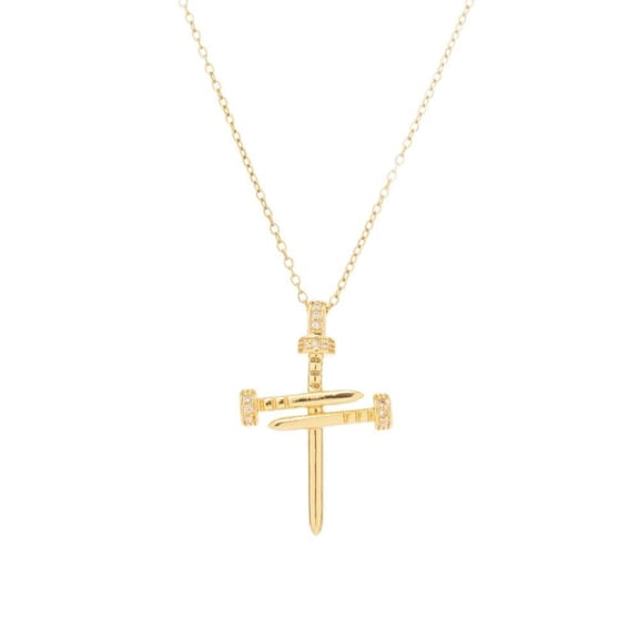 Women's 18K Gold-Plated Cross Pendant Necklace, Cross Collar Necklace, Fashion Jewelry Gift