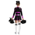 thumbnail image 2 of Yeahdor Girls Halloween Cheer Leader Outfits Long Sleeve Shiny Cheerleading Dance Uniform Dress Set Hot Pink&White 10, 2 of 7