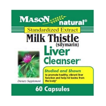 Mason Natural Milk Thistle 150 Mg Liver Cleanser Dietary Supplement Capsules - 60 Ea