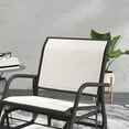 thumbnail image 5 of DUOSONG Outsunny Porch Glider Set Of 2, Metal Frame Swing Glider Chairs With Breathable Mesh Fabric, Curved Armrests And Steel Frame For Garden, Poolside, Backyard, Balcony, Cream White Cream White, 5 of 10