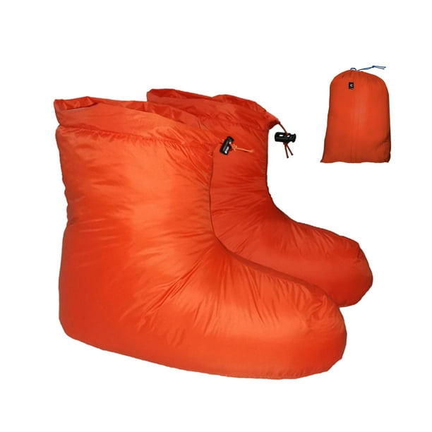 Botines de plumón de invierno, cubierta antideslizante para calentador de pies para mujeres y hombres, zapatillas impermeables, zapatillas para dormir , Naranja, M DYNWAVEMX Zapatillas de invierno