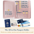 thumbnail image 3 of ComfiTime Passport Holder and Luggage Tags Set – RFID Passport Wallet/Cover with Vaccine Card Holder and Credit Card Slots, PU Leather Travel Tags for Suitcases and Bags, TSA Approved, Rose Gold, 3 of 14