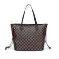 thumbnail image 3 of Bolso de hombro a cuadros para mujer - Bolso de cuero PU con bolsa interior, 3 of 3