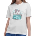 thumbnail image 5 of Easter Day Rabbit Patterns Graphic Summer Short Sleeve Tops For Women and Men Casual Crew Neck T-Shirts, White, 5 of 15