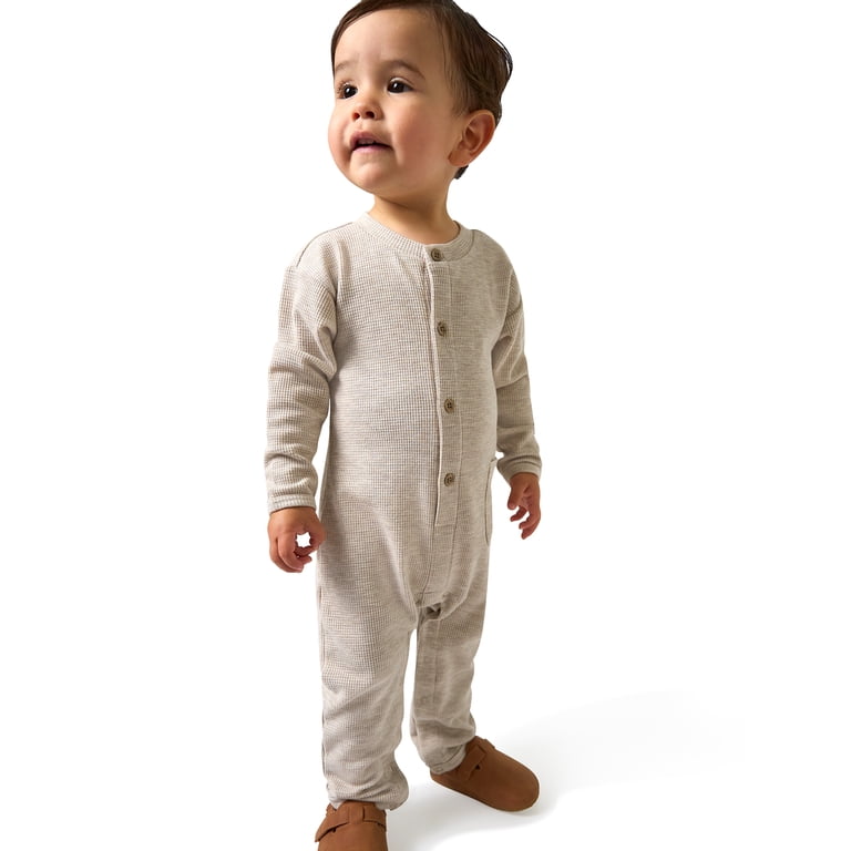 Modern Moments by Gerber Long Sleeve Hacci Romper, Newborn-24M photo 3