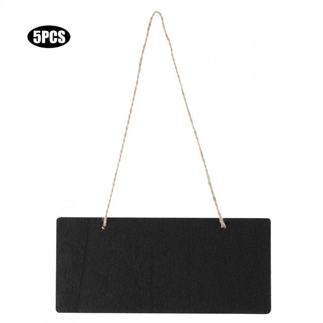 5PCS en Bois Mini Tableau Noir Signe Message Tableau avec Chaîne Suspendue