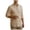Khaki, variant on Men Long Sleeve Mandarin Collar Linen Henley Shirt Three Partial Button Placket Roll Up Sleeve Cuff Regular Fit Wrinkle Resistant Travel Daily Blouse White S
