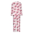 thumbnail image 6 of Fewfanhot Valentines Day Pajamas Women 2 Piece Valentines Day Heart Print Pajama Set Long Sleeve Button-up Tops and Pants Sleepwear Outfit, 6 of 7