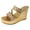 Gold, variant on Womens Sparkly Sequin Wedge High Heels Slides Sandals Bride Wedding Bling Leather Braided Band Open Toe Platform Chunky Slip on Heeled Summer Dressy Shoes for Ladies Gold Size 6