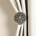 thumbnail image 2 of MERIVILLE Set of 2 Petal Window Drapery Medallion Holdbacks, Curtain Tiebacks, Wall Hook, Tassel Holder, Pewter, 2 of 4