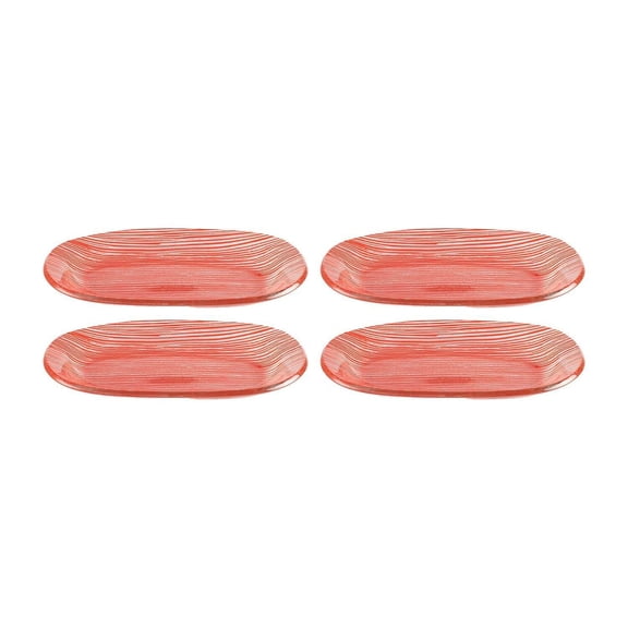 Glass Dinnerware 7.75" x 4.25" x h:0.5" Oval Red Glass Platter (Set of 4)
