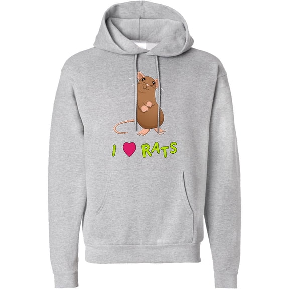 Inktastic I Love Rats Adult Hoodie Sweatshirt