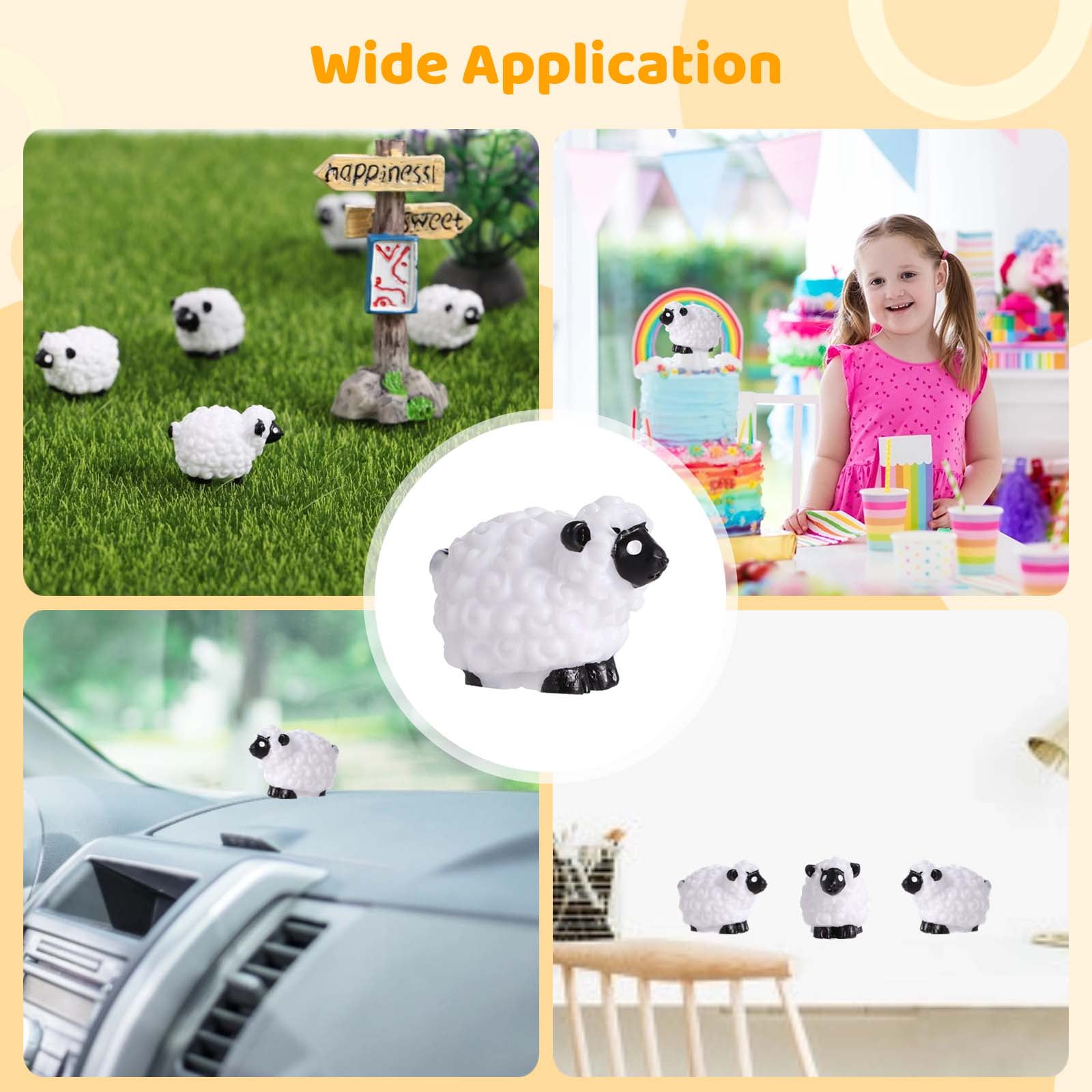 100 Pcs Miniature Sheep Figurines, Mini Cute Resin White Sheep Ornaments, Little Outdoor Moss Landscape Figurines, Tiny Fairy Garden Animal Cake Toppers, Realistic Small Lamb Decorations