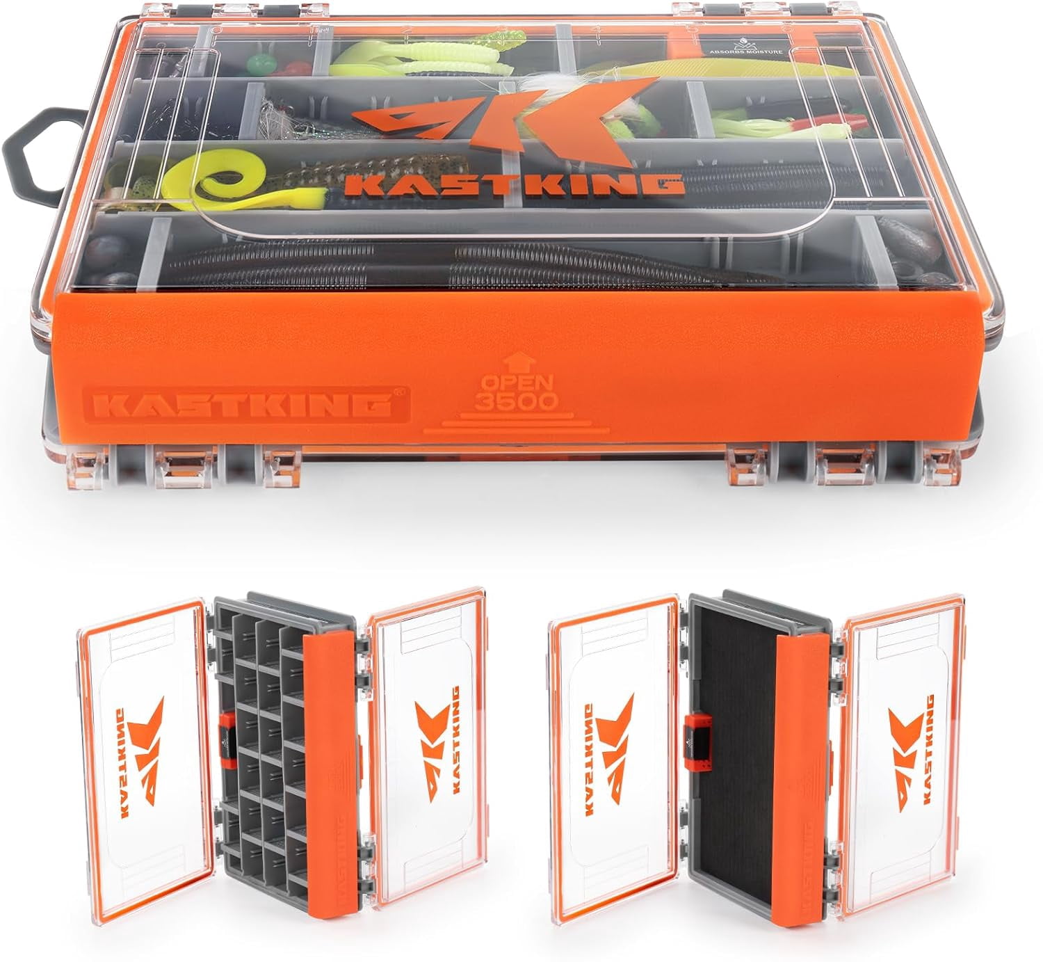 KastKing HyperSeal 3500 Double-Sided Waterproof Fishing Tackle Box – Adjustable Dividers, Lure & Terminal Tackle Organizer,2 Pack