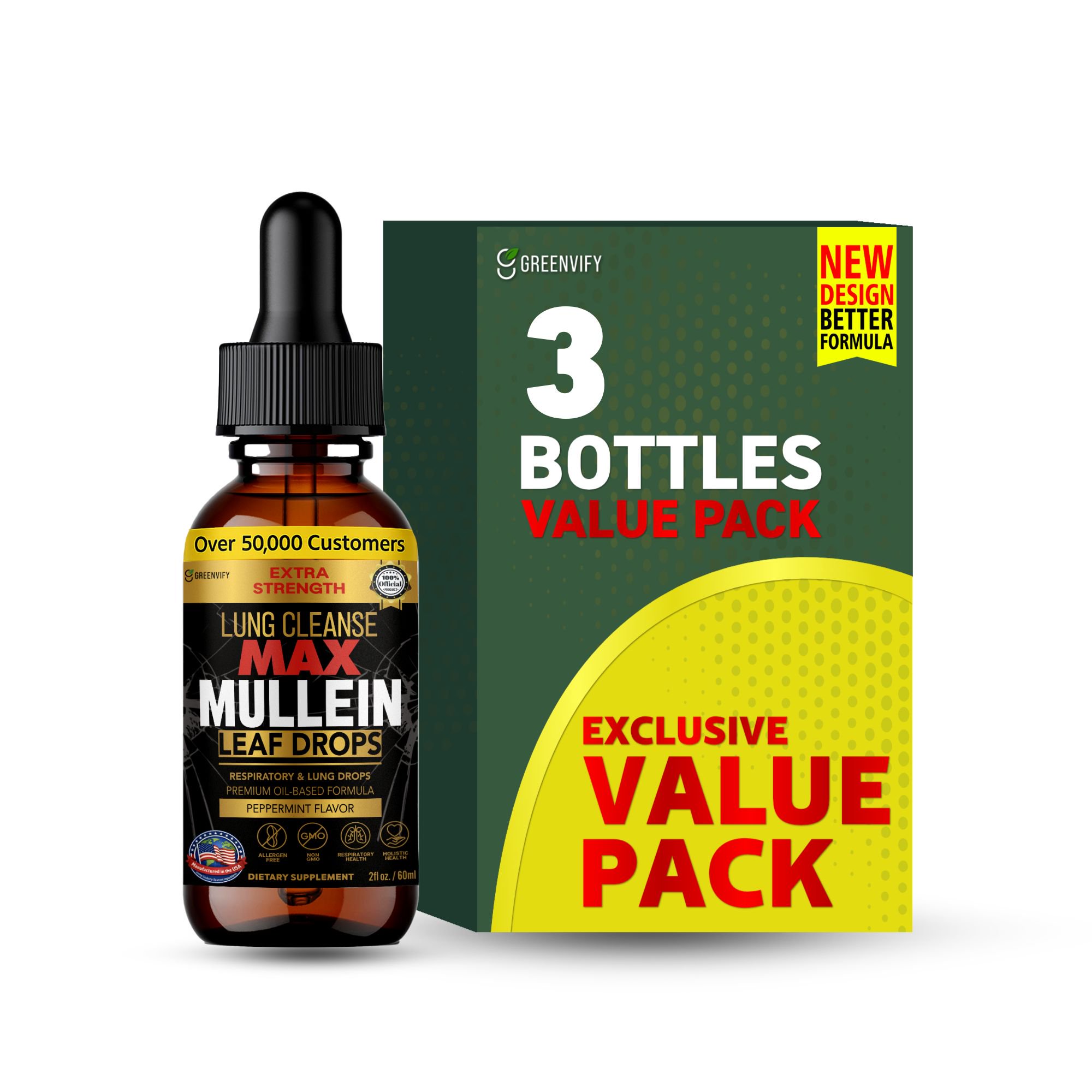 GreenVify Lung Cleanse Max Mullein Leaf Drops – Dietary Supplement – Liquid Herbal Drops