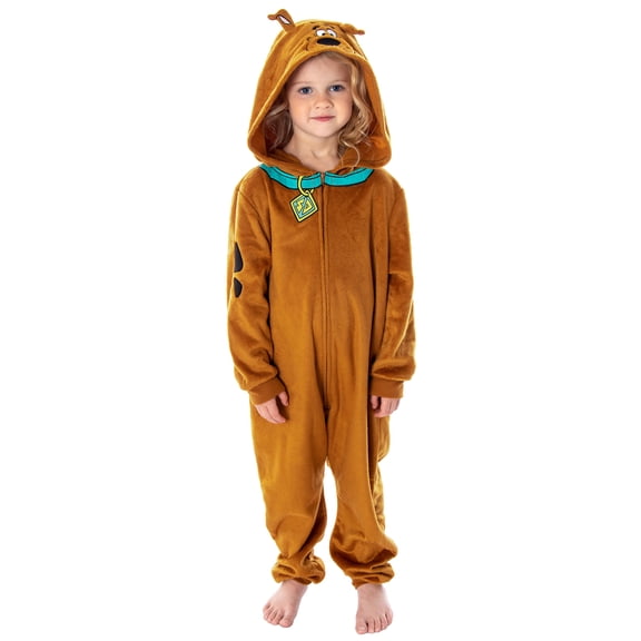 Scooby Doo Toddler Girls' Hooded Character Union Suit Lounge One-Piece Pajama Loungewear Sleepwear