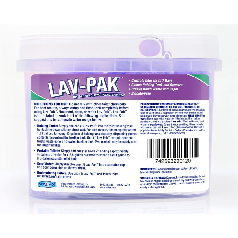 Walex Lav-Pak Lavender RV & Marine Holding Tank Deodorizer - 30