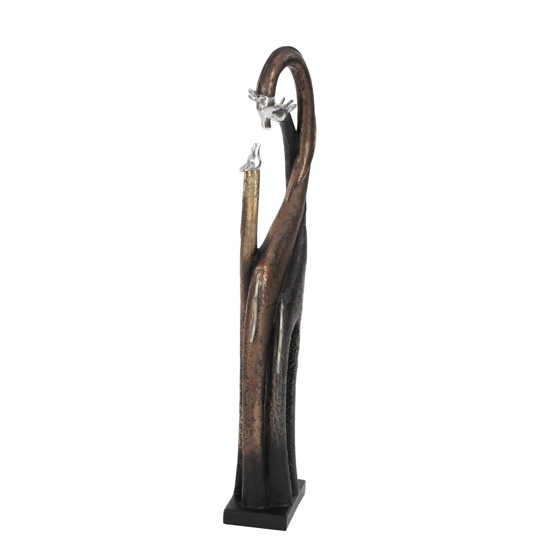 5" x 22" Brass Polystone Giraffe Sculpture, by DecMode