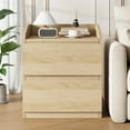 thumbnail image 4 of Nightstand with 2 Drawers, White End Table, Modern Bedside Table with Curved Handle Design for Living Room, 4 of 6