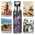 thumbnail image 7 of Yayeee 20oz Insulated Water Bottle Double Wall Stainless Steel with Flip Straw Lid, Purple Roses, 7 of 7
