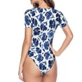 thumbnail image 4 of Naloa Blue Ink Flowers Women's Short-Sleeved Onesie, One-Piece Swimsuit for Parties, dates, clubs - XX-Large, 4 of 9
