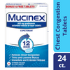 Mucinex 12 Hr Chest Congestion Expectorant Tablets, 24ct (20+4ct)
