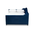 thumbnail image 3 of Baxton Studio Modern Solid Rubberwood Upholstered Queen Daybed with Pull-out Trundle Royal Blue, 3 of 11