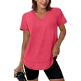 thumbnail image 2 of Besolor Workout Tops for Women V Neck Short Sleeve Shirts Summer Lightweight Loose Casual Basic Tees Athletic Running T-Shirt Top, 2 of 7