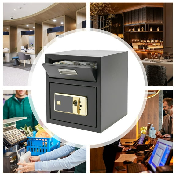 0.64ft3 Drop Box for Money&Mail Drop Slot Safe Cash Depository Safe Black W/Keys