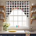 thumbnail image 3 of Easter Rabbit Swag Valances for Kitchen Window, Spring Colorful Egg Floral in Basket Grass Black Plaid Small Swag Valances Rod Pocket Curtain Drapes Window Treatment for Bedroom Bathroom, 56x36 Inch, 3 of 9