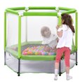 thumbnail image 3 of 55'' Toddlers Trampoline with Safety Enclosure Net and Balls Indoor Outdoor Mini Trampoline for Kids, 3 of 14