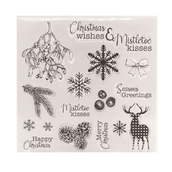 Clear Silicone Stamp Christmas Theme Decorative Stamp for Seal Envelope Card Invitation Scrapbooking Journal Photo Album