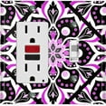 thumbnail image 1 of Metal Light Switch Plate Cover Purple Black Mandala Flower Tile Pattern MDL043, 1 of 13