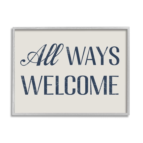 Stupell Industries All Ways Welcome Phrase Inspirational Painting Gray Framed Art Print Wall Art, 30 x 24