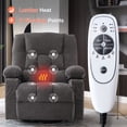 thumbnail image 4 of UHOMEPRO Swivel Rocker Recliner Chair with Massage and Heat, Reclining Lounge Chair with 8 Point Vibration, 65° Rocking, Cup Holders, USB Port and Storage Pockets, Grey, 4 of 7