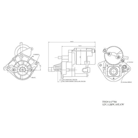 TYC 1-17784 Replacement Starter Motor for 1999-2004 Dodge Grand Caravan, Chrysler Town & Country, Plymouth Voyager, 1 Piece