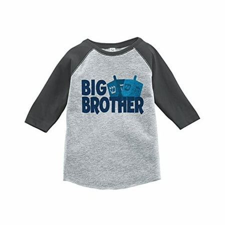 

7 ate 9 Apparel Kids Big Brother Hanukkah Grey Baseball Tee