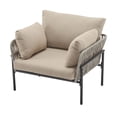 thumbnail image 5 of GDF Studio Modern Outdoor Patio Lounge Chairs, Club Chairs with Rope Accents, Iron Frames, Cushions, Grey+Beige, Set of 2, 5 of 16