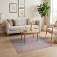 thumbnail image 3 of ODIKA 4'x6' Pink Lattice Boho Center Scroll Trellis Border Damask Vintage Washable Area Rug None for Bedroom, Reading Nook, Pet Friendly & Non-Shedding, 3 of 7