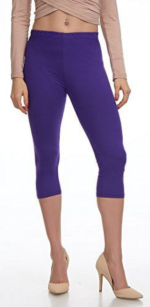 LMB Store Extra Soft Capri Leggings with High Yoga Wast - Many Colors - XS  to 3XL (One Size (XS - L), Deep Purple)