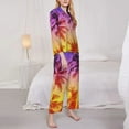 thumbnail image 4 of Junzan Palm Trees At Sunset Print Womens Pajama Sets,Long Sleeve Button Down For Women Pjs 2 Piece, 4 of 9